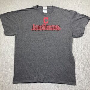 Cleveland Indians T‎ Shirt Women's Large Gray Short Sleeve MLB Baseball Casual